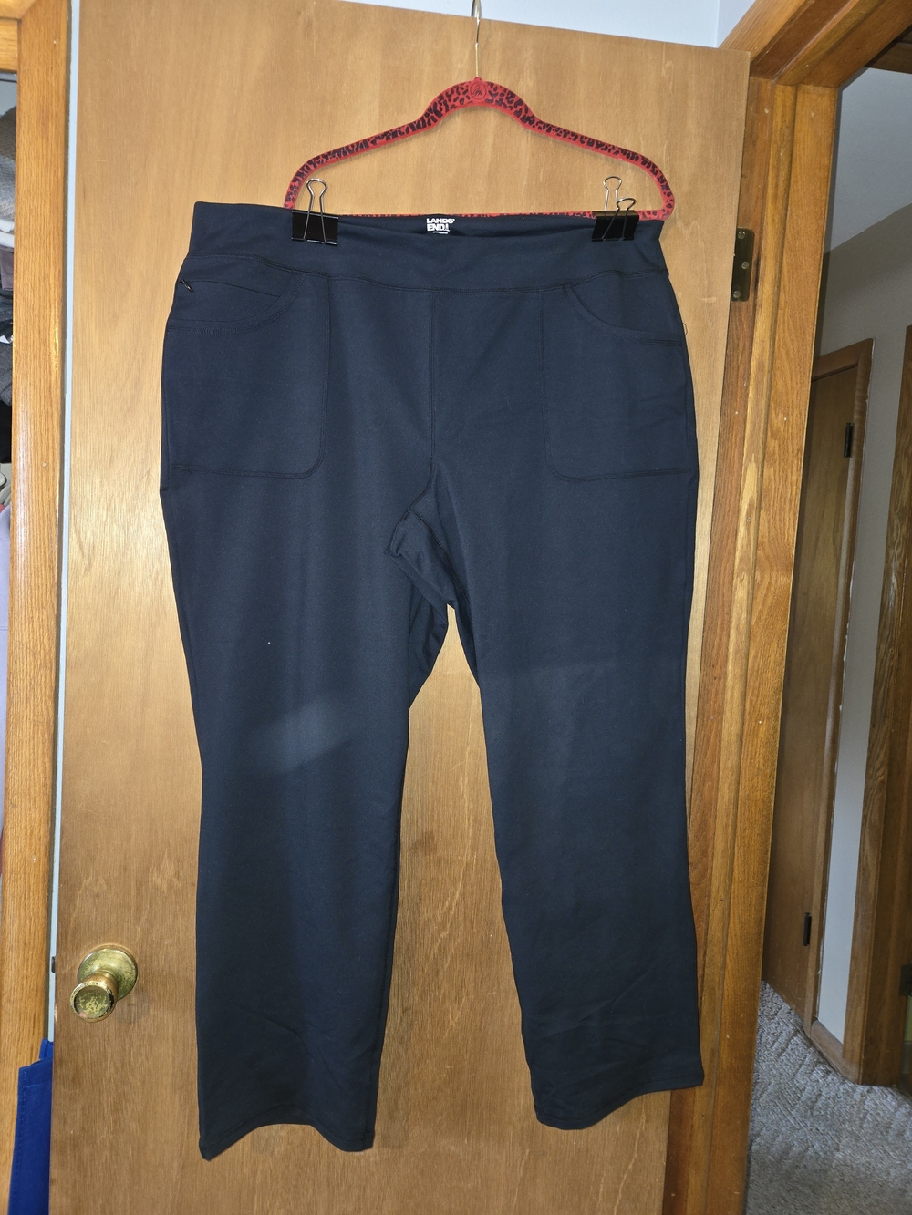 Lands End Black Pull-On Straight-Leg Pants
